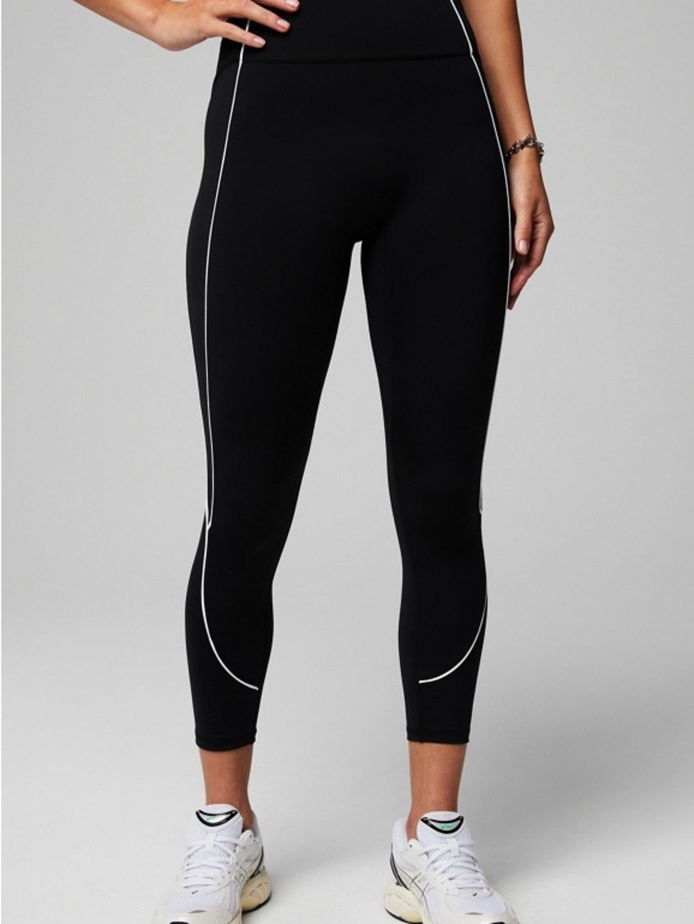 Fabletics Anywhere Motion365+ High Waisted Piped Capri Leggings Black M?